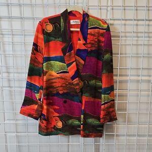 Linda Allard For Ellen Tracy Colorful Abstract Women's Blazer Size 6